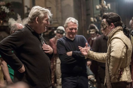 Director John Stephenson, DOP Mike Brewster and Aneurin Barnard (Mozart) on the set of Interlude in Prague, April 2016 | Photo by Petr Dobiáš | Courtesy of Stillking Films